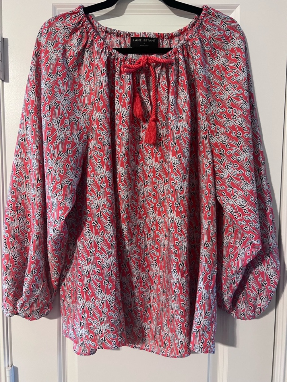 Pink Printed Peasant Blouse